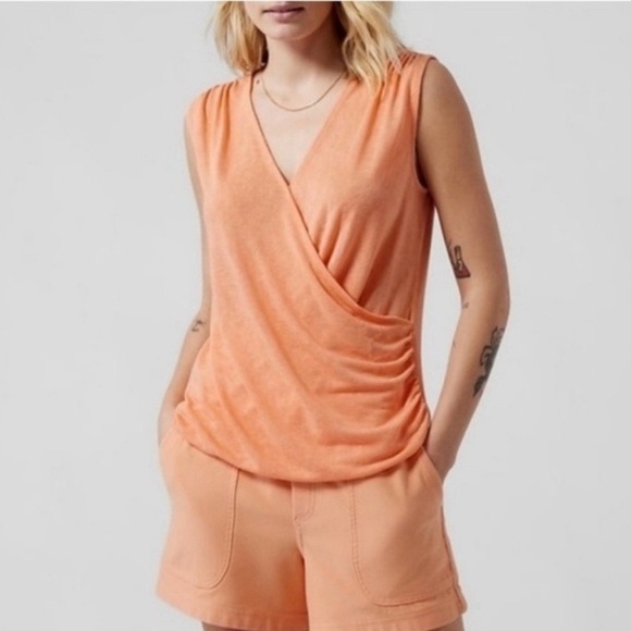 Athleta Like New Breezy Wrap Tank in Orange Size XXS - Picture 1 of 5